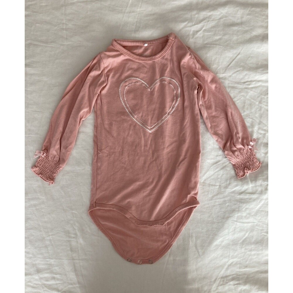 12 Months Name It baby girl clothes - long sleeve one piece | heart theme
